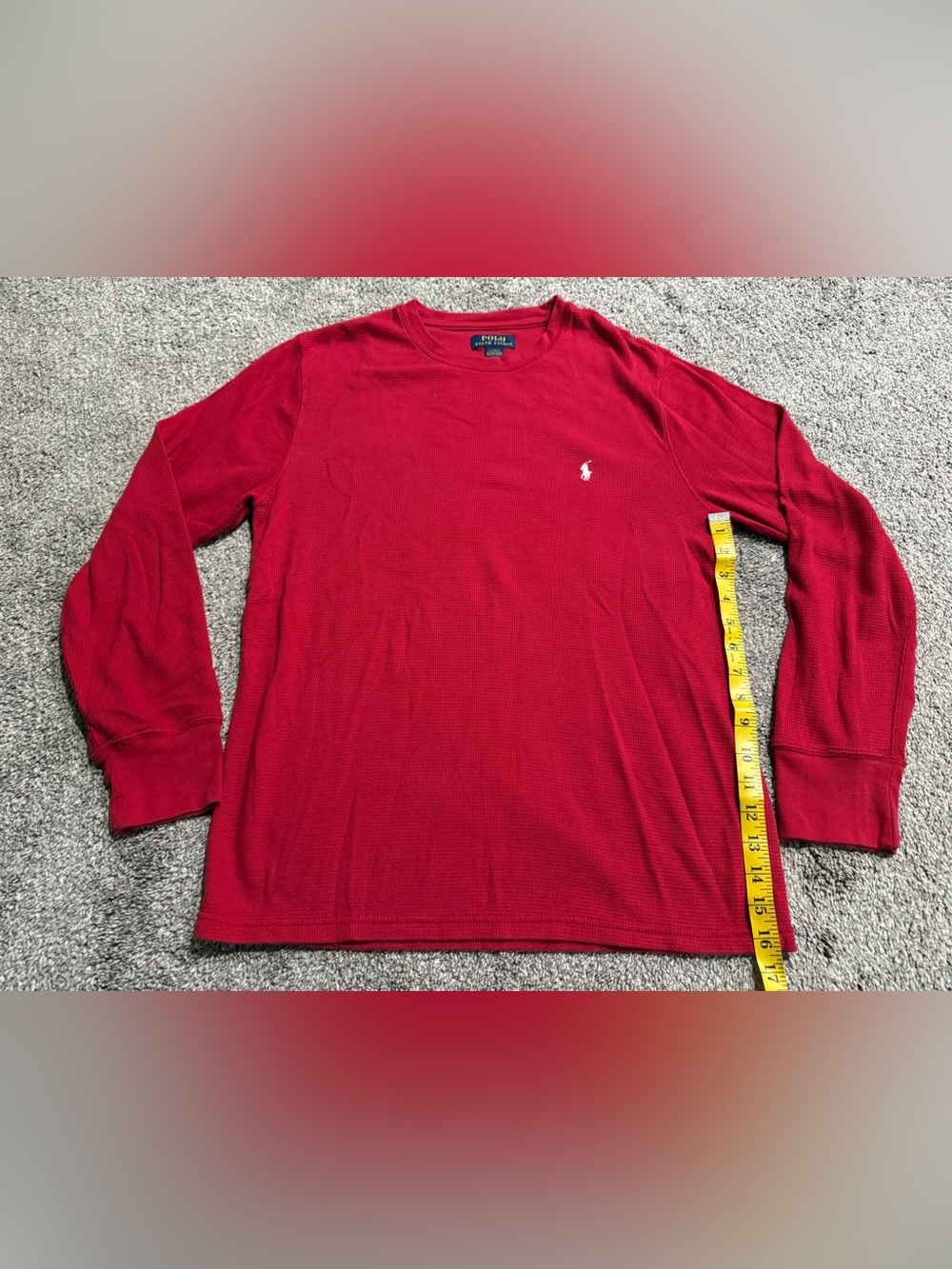 Polo by Ralph Lauren Red Long Sleeve Waffle Crew Tee